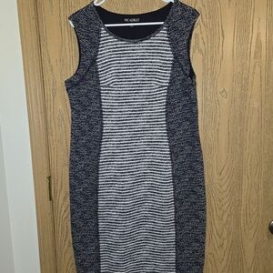 Picadilly Fashion Black and White Striped Midi Dress